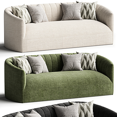 Luxurious Kent Green Velvet Sofa 3D model image 1 