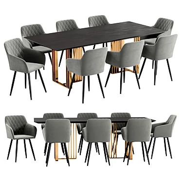 Modern Dining Chair and Table 3D model image 1 