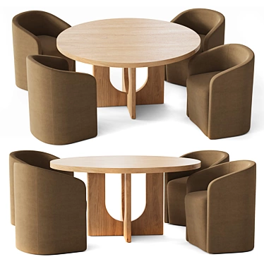 Breton Round Dining Table Set 3D model image 1 