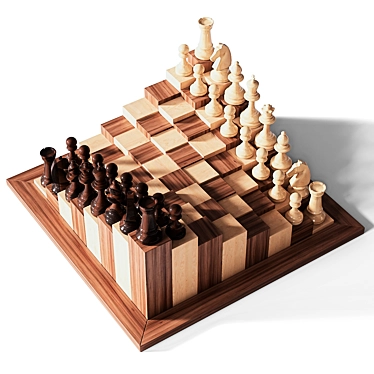  3D Wooden Chess Set 3D model image 1 