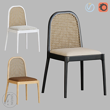 Rattan T Dining Chair, Modern 3D model image 1 