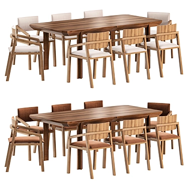 Elegant Mull Chair & Cres Table 3D model image 1 