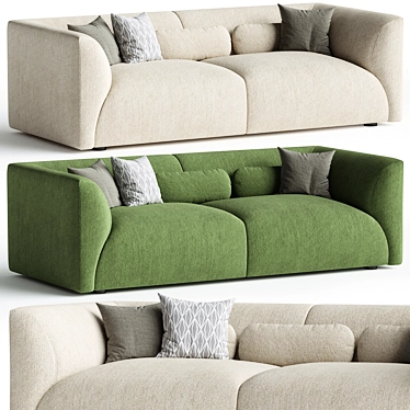 Modern Sophisticated Suede Sofa Design 3D model image 1 