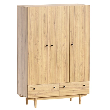 Orland-3 Wood Wardrobe Cabinet 3D model image 1 