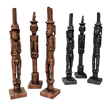 African Tribal Totems Sculpture 3D model image 1 