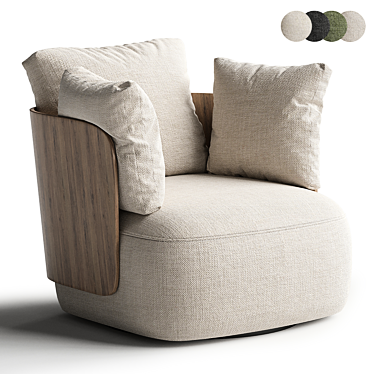 CALIN Swivel Armchair with Removable Cover 3D model image 1 