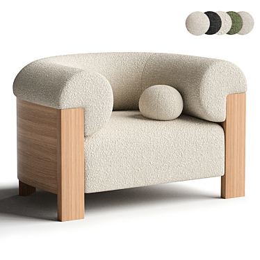 Eldon Oak Armchair, Boucle Natural 3D model image 1 