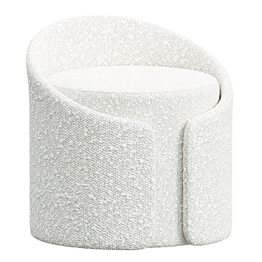 Luxury White Lamb Vanity Stool 3D model image 1 