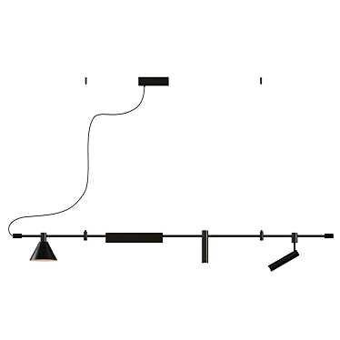 Sleek Linear LED Ceiling Fixture 3D model image 1 