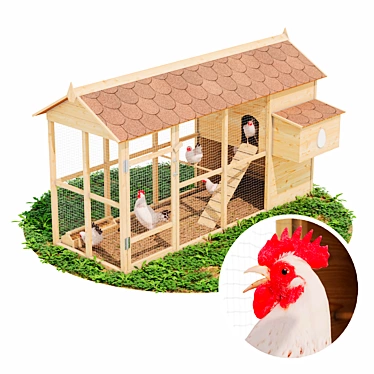 Outdoor Chicken Coop (Low Poly) 3D model image 1 