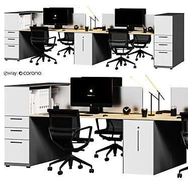 High Detail Modern Office Set 3D model image 1 