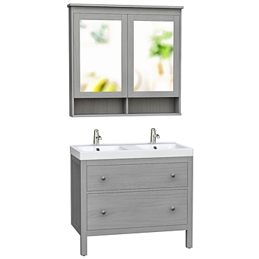 Modern Bathroom Furniture Set, Grey 3D model image 1 