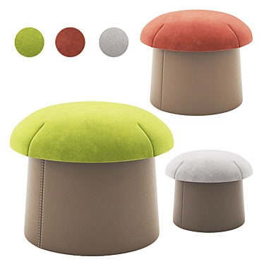 Kids Fun Mushroom Poufs 3D model image 1 