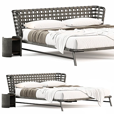 Luxury Meridiani Leather Bed 3D model image 1 