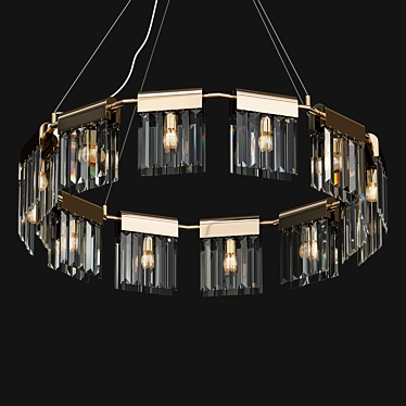 Golden Crystal Pendant Chandelier 3D model image 1 