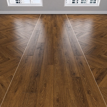 Oak Parquet Flooring Kit 3D model image 1 