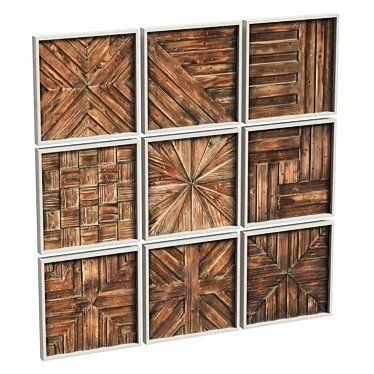 Handcrafted Wood Wall Decor Square 3D model image 1 