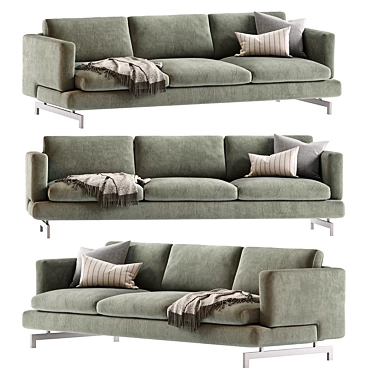 Natuzzi Jeremy 3-Seat Sofa 3D model image 1 