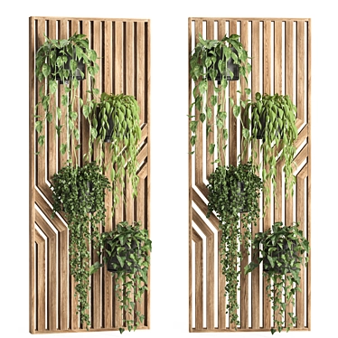 Wooden Wall Hanging Plant Stand 3D model image 1 