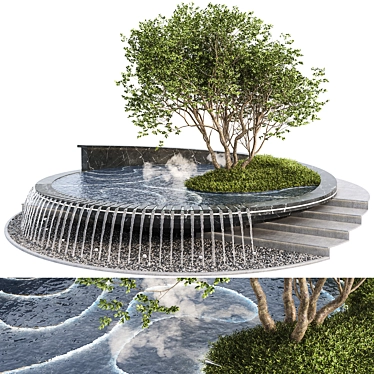 Zen Water Garden Sculpture Pond 3D model image 1 