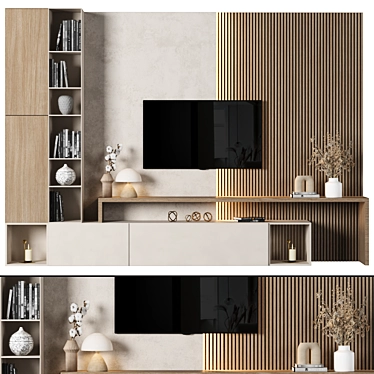 Modern Modular TV Wall System 3D model image 1 