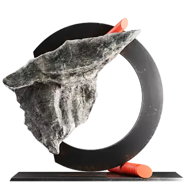 Modern Metal and Stone Sculpture 3D model image 1 