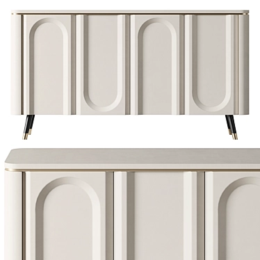 Curved Front Buffet Cabinet 3D model image 1 