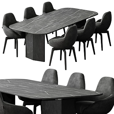  Black Dining Table Set 38 3D model image 1 