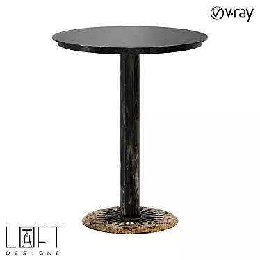 Industrial Metal Bar Table, 74cm Height 3D model image 1 