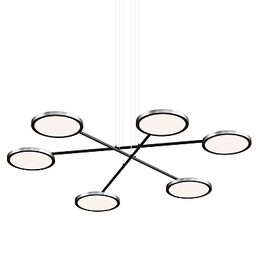 Adjustable LED Chandelier Disks Rotation 3D model image 1 