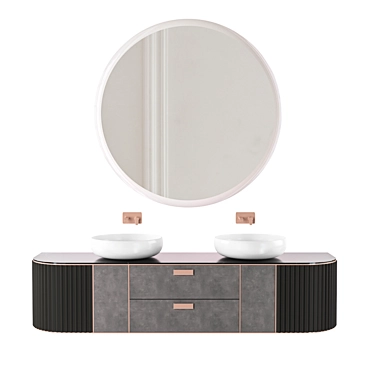 Sleek Double Sink Marble Vanity 3D model image 1 