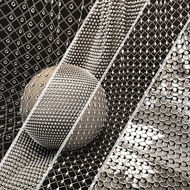 Metal Mesh Fabric Materials Set 3D model image 1 