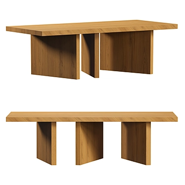 Striking Oslo Solid Wood Dining 3D model image 1 