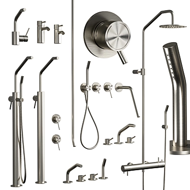 Modern Mina Bathroom Faucet Collection 3D model image 1 