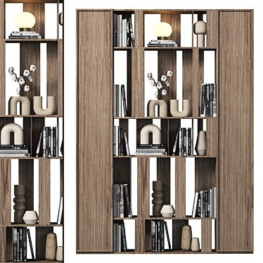 Modular Bookcase with High-Quality Textures 3D model image 1 