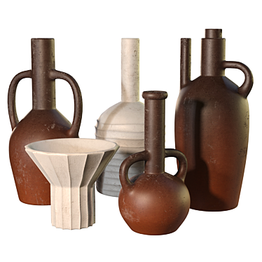 Wabi-Sabi Ceramic Vessels Set 3D model image 1 