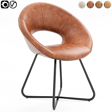 Modern Vegan Leather Barrel Chair 3D model image 1 