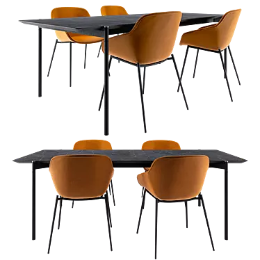 Modern Dining Set: Augusta Table & Vienna Chair 3D model image 1 