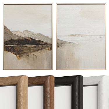 Minimalist Abstract Canvas Painting Set 3D model image 1 