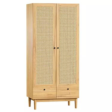  Roshal 2 Wood Wardrobe Cabinet 3D model image 1 