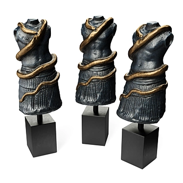 Egyptian Torso Snake Sculpture Art 3D model image 1 