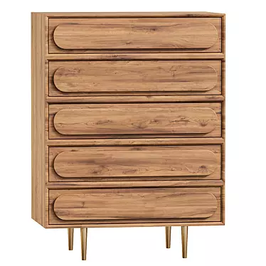 Rustic Acacia Storage Drawers Chest 3D model image 1 