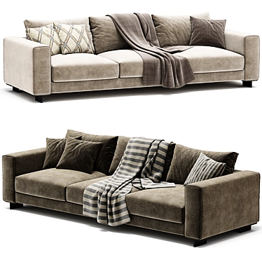 Elegant T TIME 3 Seater Sofa 3D model image 1 