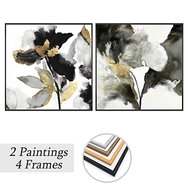 Gallery Art Set with Frames 3D model image 1 