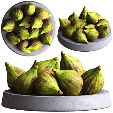 Dried Figs in Decorative Bowl 3D model image 1 