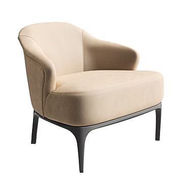 Primo Microvelour and Wood Chair 3D model image 1 