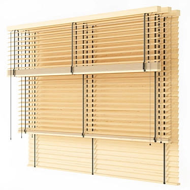 Wooden Blinds Set with 3 Custom Positions 3D model image 1 