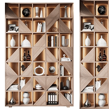 Luxury Wooden Bookshelf GHS-2411 3D model image 1 