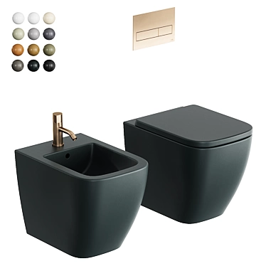 Bianca Floor Mounted Toilet Bidet 3D model image 1 