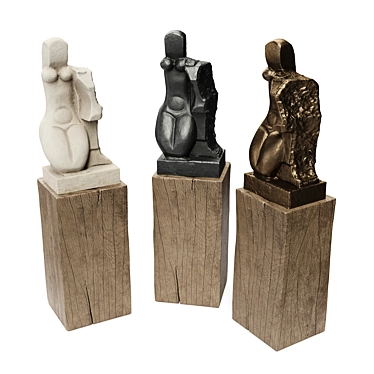 Cubist Woman Metal Sculpture Display 3D model image 1 